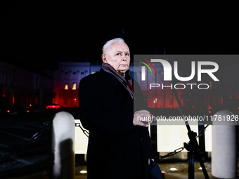 Jaroslaw Kaczynski, Law and Justice oppostition party leader, attends a gathering a day ahead of the Poland Independence Day in Warsaw, Pola...