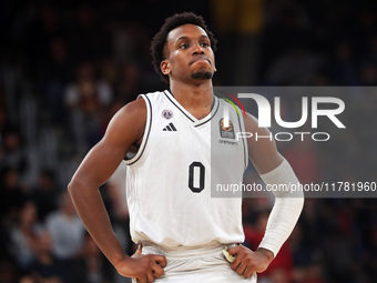 T. J. Shorts plays during the match between FC Barcelona and Paris Basketball, corresponding to week 10 of the Turkish Airlines Euroleague,...