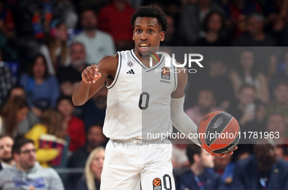 T. J. Shorts plays during the match between FC Barcelona and Paris Basketball, corresponding to week 10 of the Turkish Airlines Euroleague,...