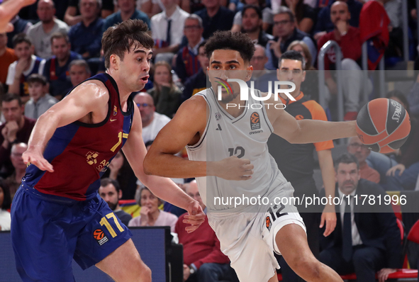 Maodo Lo and Juan Nunez play during the match between FC Barcelona and Paris Basketball, corresponding to week 10 of the Turkish Airlines Eu...