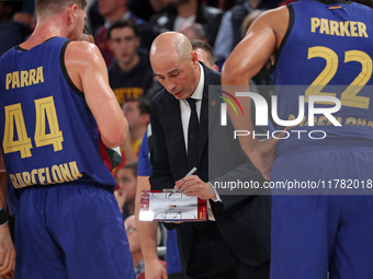 Joan Penarroya coaches during the match between FC Barcelona and Paris Basketball, corresponding to week 10 of the Turkish Airlines Euroleag...