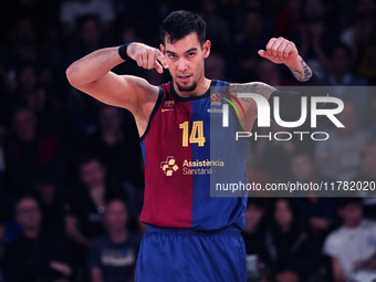 Willy Hernangomez plays during the match between FC Barcelona and Paris Basketball, corresponding to week 10 of the Turkish Airlines Eurolea...