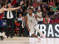 T. J. Shorts plays during the match between FC Barcelona and Paris Basketball, corresponding to week 10 of the Turkish Airlines Euroleague,...