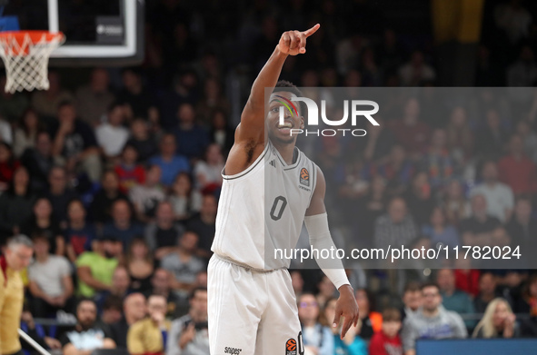 Dame Sarr plays during the match between FC Barcelona and Paris Basketball, corresponding to week 10 of the Turkish Airlines Euroleague, at...