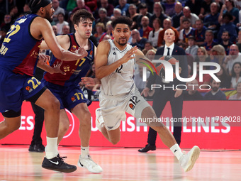 Jabari Parker, Juan Nunez, and Maodo Lo play during the match between FC Barcelona and Paris Basketball, corresponding to week 10 of the Tur...