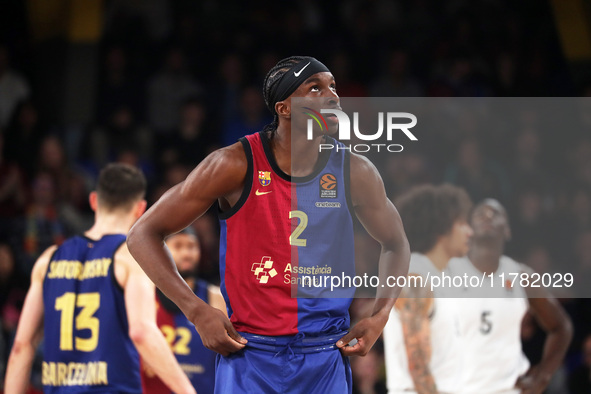 Dame Sarr plays during the match between FC Barcelona and Paris Basketball, corresponding to week 10 of the Turkish Airlines Euroleague, at...