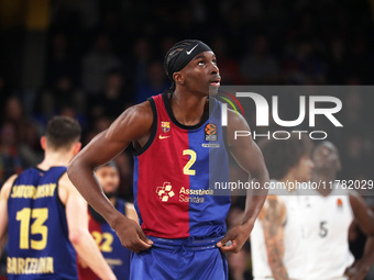 Dame Sarr plays during the match between FC Barcelona and Paris Basketball, corresponding to week 10 of the Turkish Airlines Euroleague, at...