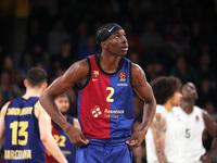 Dame Sarr plays during the match between FC Barcelona and Paris Basketball, corresponding to week 10 of the Turkish Airlines Euroleague, at...