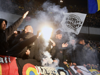 Romanian fans in action during the UEFA Nations League, League C, Group 2 football match between Romania and Kosovo at the National Arena St...