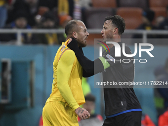 Amir Rrahmani and Denis Alibec during the UEFA Nations League, League C, Group 2 football match between Romania and Kosovo at the National A...