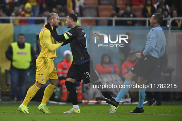 Amir Rrahmani and Denis Alibec during the UEFA Nations League, League C, Group 2 football match between Romania and Kosovo at the National A...