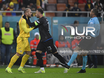 Amir Rrahmani and Denis Alibec during the UEFA Nations League, League C, Group 2 football match between Romania and Kosovo at the National A...