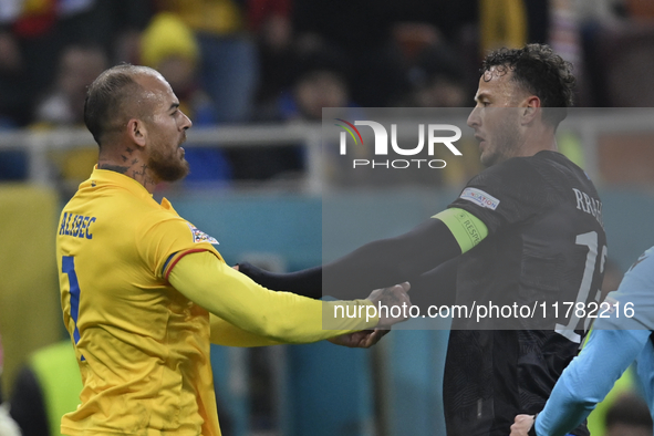 Amir Rrahmani and Denis Alibec during the UEFA Nations League, League C, Group 2 football match between Romania and Kosovo at the National A...