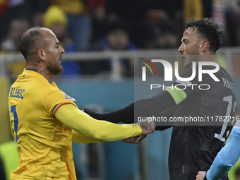 Amir Rrahmani and Denis Alibec during the UEFA Nations League, League C, Group 2 football match between Romania and Kosovo at the National A...