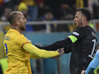 Amir Rrahmani and Denis Alibec during the UEFA Nations League, League C, Group 2 football match between Romania and Kosovo at the National A...