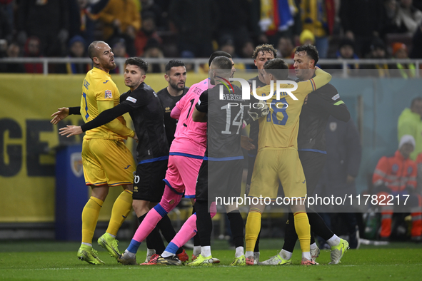 Amir Rrahmani and Denis Alibec during the UEFA Nations League, League C, Group 2 football match between Romania and Kosovo at the National A...