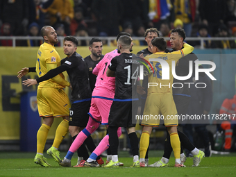 Amir Rrahmani and Denis Alibec during the UEFA Nations League, League C, Group 2 football match between Romania and Kosovo at the National A...