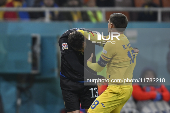 Amir Rrahmani and Razvan Marin during the UEFA Nations League, League C, Group 2 football match between Romania and Kosovo at the National A...