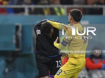 Amir Rrahmani and Razvan Marin during the UEFA Nations League, League C, Group 2 football match between Romania and Kosovo at the National A...