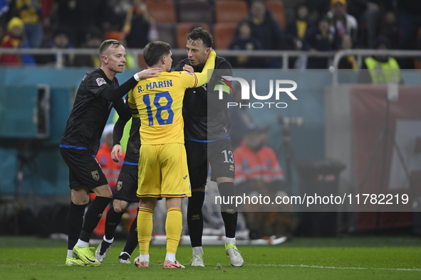 Amir Rrahmani and Razvan Marin during the UEFA Nations League, League C, Group 2 football match between Romania and Kosovo at the National A...