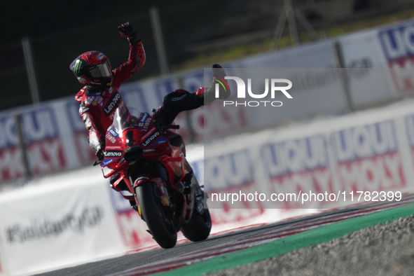 Francesco Pecco Bagnaia (1) of Italy and Ducati Lenovo Team pole position during the Qualifying of the Motul Solidarity Grand Prix of Barcel...