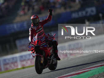 Francesco Pecco Bagnaia (1) of Italy and Ducati Lenovo Team pole position during the Qualifying of the Motul Solidarity Grand Prix of Barcel...