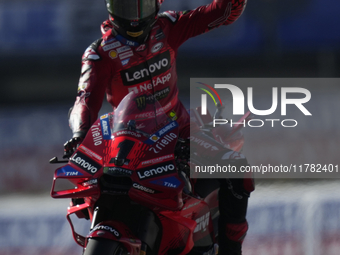 Francesco Pecco Bagnaia (1) of Italy and Ducati Lenovo Team pole position during the Qualifying of the Motul Solidarity Grand Prix of Barcel...