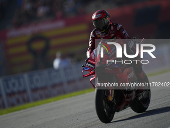 Francesco Pecco Bagnaia (1) of Italy and Ducati Lenovo Team pole position during the Qualifying of the Motul Solidarity Grand Prix of Barcel...