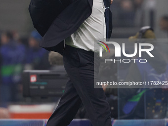 Simone Inzaghi, head coach of FC Internazionale, reacts during the UEFA Champions League 2024/25 League Phase MD4 match between FC Internazi...