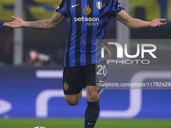 Hakan Calhanoglu of FC Internazionale reacts during the UEFA Champions League 2024/25 League Phase MD4 match between FC Internazionale Milan...