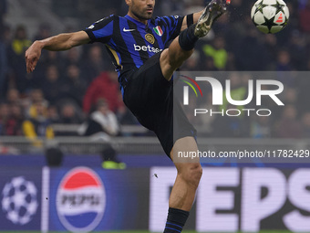 Mehdi Taremi of FC Internazionale is in action during the UEFA Champions League 2024/25 League Phase MD4 match between FC Internazionale Mil...