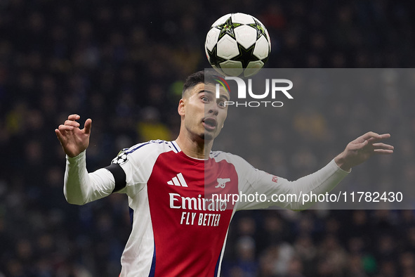 Gabriel Martinelli of Arsenal is in action during the UEFA Champions League 2024/25 League Phase MD4 match between FC Internazionale Milano...