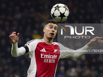 Gabriel Martinelli of Arsenal is in action during the UEFA Champions League 2024/25 League Phase MD4 match between FC Internazionale Milano...