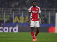 Thomas Partey of Arsenal looks on during the UEFA Champions League 2024/25 League Phase MD4 match between FC Internazionale Milano and Arsen...