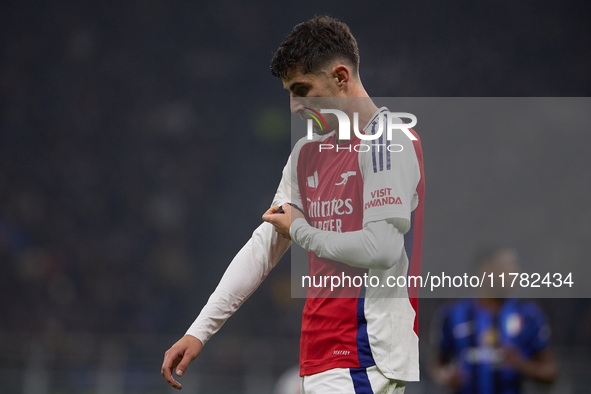 Kai Havertz of Arsenal looks on during the UEFA Champions League 2024/25 League Phase MD4 match between FC Internazionale Milano and Arsenal...