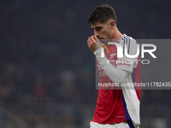 Kai Havertz of Arsenal looks on during the UEFA Champions League 2024/25 League Phase MD4 match between FC Internazionale Milano and Arsenal...