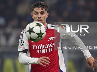 Kai Havertz of Arsenal is in action during the UEFA Champions League 2024/25 League Phase MD4 match between FC Internazionale Milano and Ars...