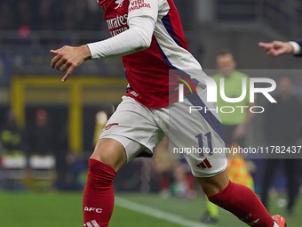 Gabriel Martinelli of Arsenal is in action during the UEFA Champions League 2024/25 League Phase MD4 match between FC Internazionale Milano...