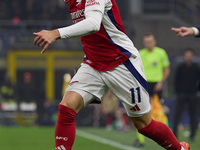 Gabriel Martinelli of Arsenal is in action during the UEFA Champions League 2024/25 League Phase MD4 match between FC Internazionale Milano...