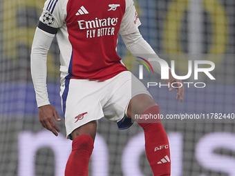 Gabriel of Arsenal is in action during the UEFA Champions League 2024/25 League Phase MD4 match between FC Internazionale Milano and Arsenal...