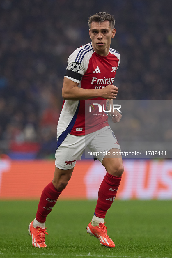 Leandro Trossard of Arsenal looks on during the UEFA Champions League 2024/25 League Phase MD4 match between FC Internazionale Milano and Ar...