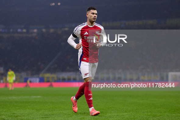 Gabriel Martinelli of Arsenal looks on during the UEFA Champions League 2024/25 League Phase MD4 match between FC Internazionale Milano and...