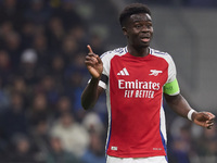 Bukayo Saka of Arsenal reacts during the UEFA Champions League 2024/25 League Phase MD4 match between FC Internazionale Milano and Arsenal F...