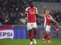 Bukayo Saka of Arsenal reacts during the UEFA Champions League 2024/25 League Phase MD4 match between FC Internazionale Milano and Arsenal F...