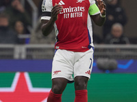 Bukayo Saka of Arsenal reacts during the UEFA Champions League 2024/25 League Phase MD4 match between FC Internazionale Milano and Arsenal F...