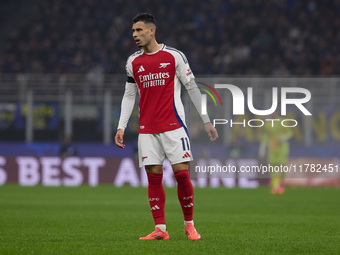 Gabriel Martinelli of Arsenal looks on during the UEFA Champions League 2024/25 League Phase MD4 match between FC Internazionale Milano and...