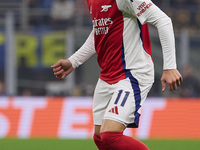 Gabriel Martinelli of Arsenal is in action during the UEFA Champions League 2024/25 League Phase MD4 match between FC Internazionale Milano...