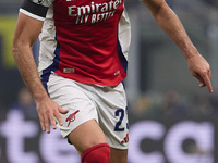 Mikel Merino of Arsenal plays during the UEFA Champions League 2024/25 League Phase MD4 match between FC Internazionale Milano and Arsenal F...