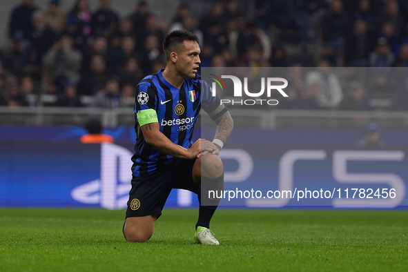 Lautaro Martinez of FC Internazionale looks on during the UEFA Champions League 2024/25 League Phase MD4 match between FC Internazionale Mil...