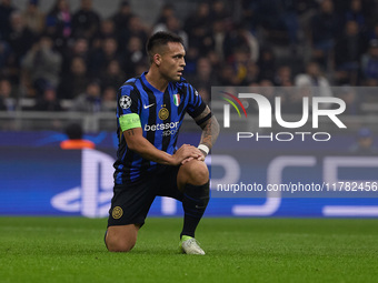 Lautaro Martinez of FC Internazionale looks on during the UEFA Champions League 2024/25 League Phase MD4 match between FC Internazionale Mil...